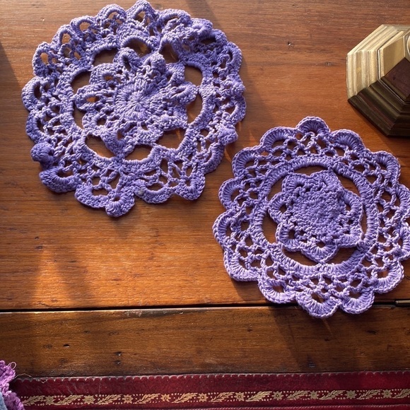 COPY - SPRING SALE AUCTION Hand Crocheted Purple Centerpiece Mandala Style (1) - Picture 1 of 5